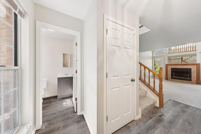 614 Hillview Ct, West Chicago, IL 60185 - hall with wood finished floors and stairway