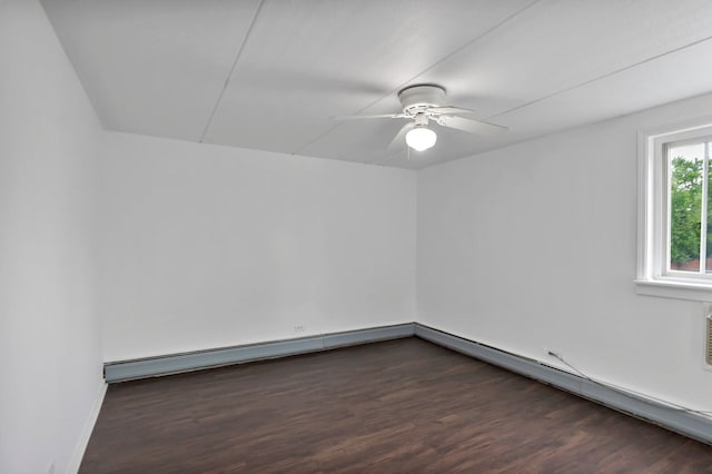 5011 Valley Ln Unit 201, Streamwood, IL 60107 - unfurnished room featuring dark wood-type flooring, ceiling fan, and baseboard heating