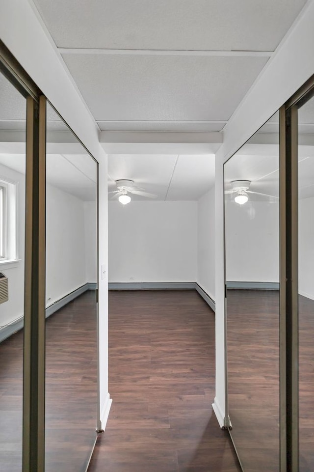 5011 Valley Ln Unit 201, Streamwood, IL 60107 - basement with ceiling fan and wood finished floors
