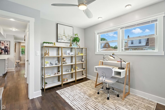 7515 W Roscoe St, Chicago, IL 60634 - home office with wood finished floors and ceiling fan