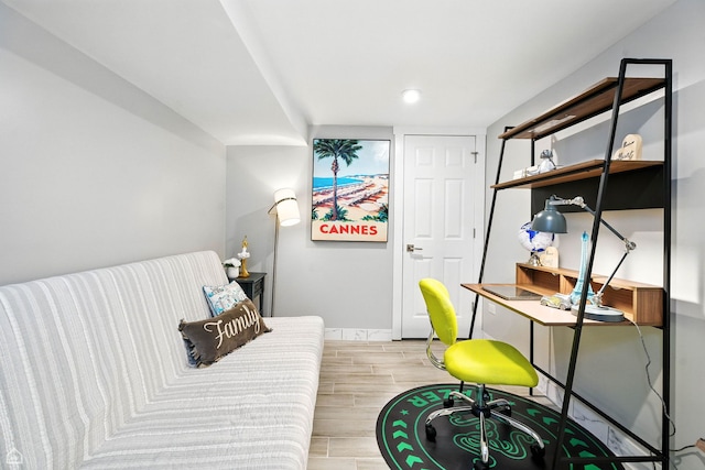 7515 W Roscoe St, Chicago, IL 60634 - home office with wood tiled floors and recessed lighting