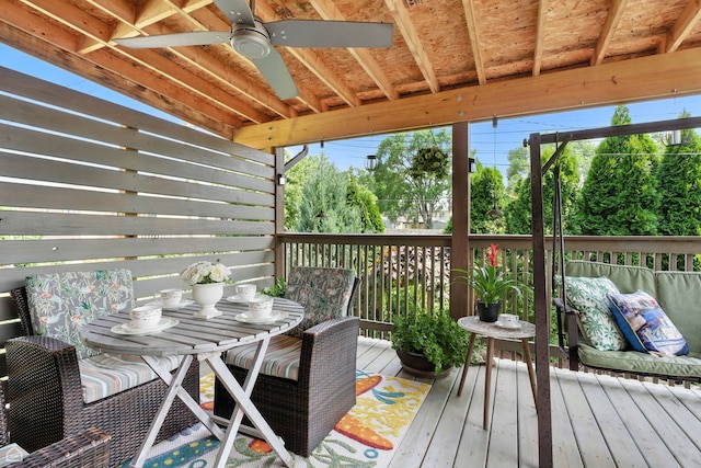 7515 W Roscoe St, Chicago, IL 60634 - wooden deck with ceiling fan