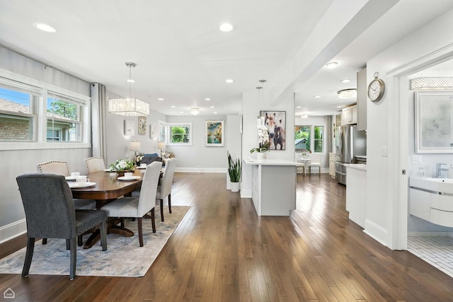 7515 W Roscoe St, Chicago, IL 60634 - dining room with dark wood-style floors, plenty of natural light, and recessed lighting