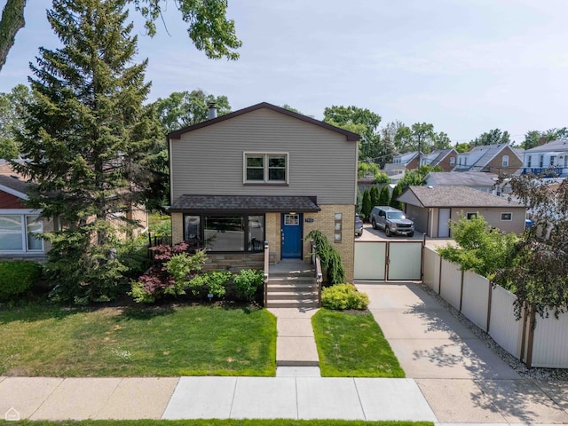 7515 W Roscoe St, Chicago, IL 60634 - view of front of home featuring brick siding, a porch, and a gate