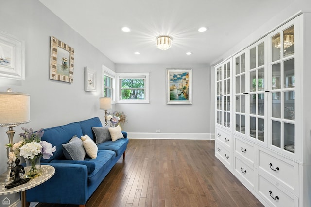 7515 W Roscoe St, Chicago, IL 60634 - living room with dark wood finished floors and recessed lighting