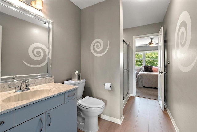 10401 Lismore Ct, Orland Park, IL 60462 - full bath featuring ceiling fan, vanity, a stall shower, and connected bathroom