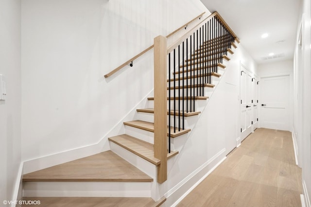 838 N Damen Ave Unit 1, Chicago, IL 60622 - stairway with wood finished floors and recessed lighting