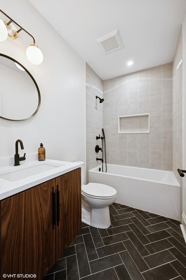 838 N Damen Ave Unit 1, Chicago, IL 60622 - full bathroom featuring vanity, tub / shower combination, tile patterned flooring, and recessed lighting