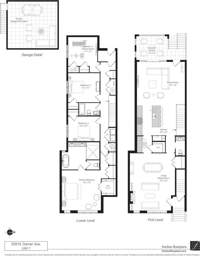 838 N Damen Ave Unit 1, Chicago, IL 60622 - view of property floor plan
