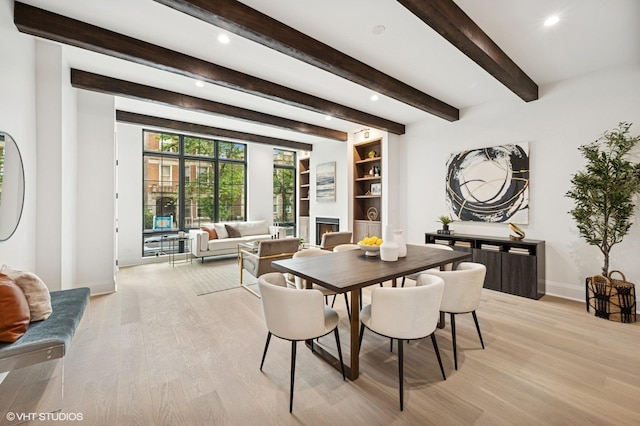838 N Damen Ave Unit 1, Chicago, IL 60622 - dining area featuring light wood finished floors, recessed lighting, and beam ceiling