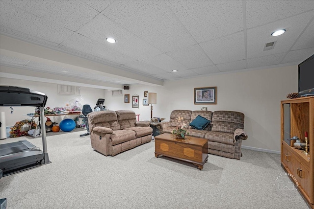 1228 N W St, Naperville, IL 60563 - living area with carpet, recessed lighting, and a drop ceiling