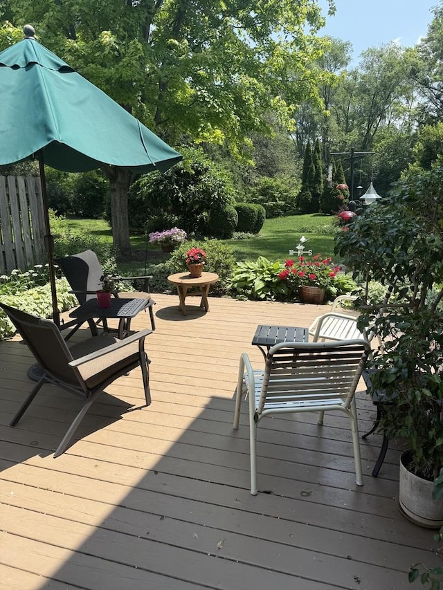 1228 N W St, Naperville, IL 60563 - wooden deck with view of wooded area