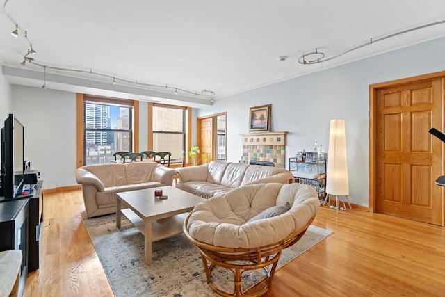 431 S Dearborn St Unit 1303, Chicago, IL 60605 - living room with rail lighting and light wood-style flooring