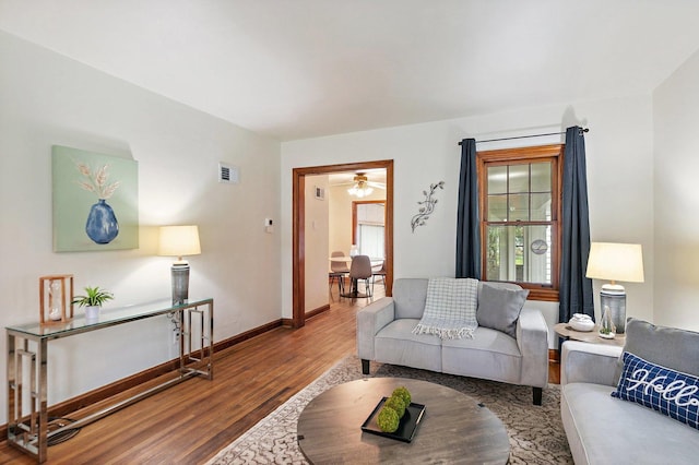 218 Mason Ct, Sycamore, IL 60178 - living area with wood finished floors and ceiling fan