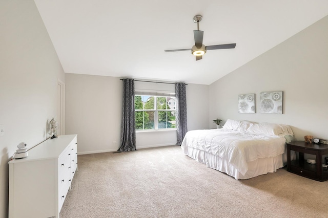 9054 Clinnin Ln, Huntley, IL 60142 - bedroom with vaulted ceiling, light colored carpet, and ceiling fan
