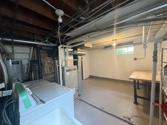 1757 Linden St, Des Plaines, IL 60018 - below grade area featuring washer and clothes dryer, water heater, and heating unit