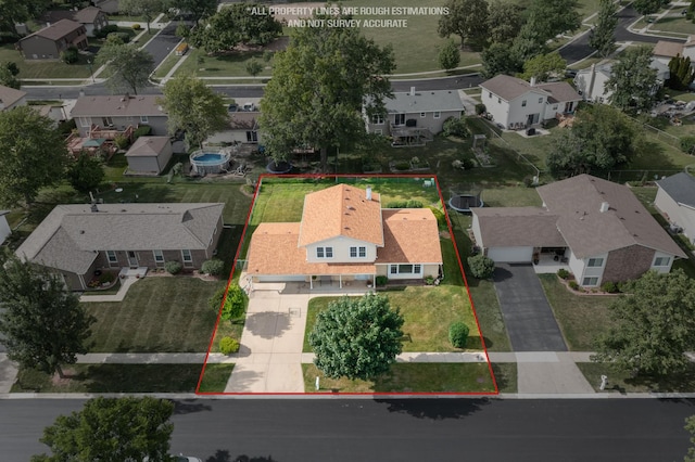 1558 Oregon Trl, Elk Grove Village, IL 60007 - aerial perspective of suburban area featuring property boundaries highlighted