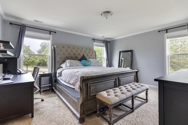 956 Tuscany Trl, Hampshire, IL 60140 - bedroom featuring light carpet, ornamental molding, and an office area
