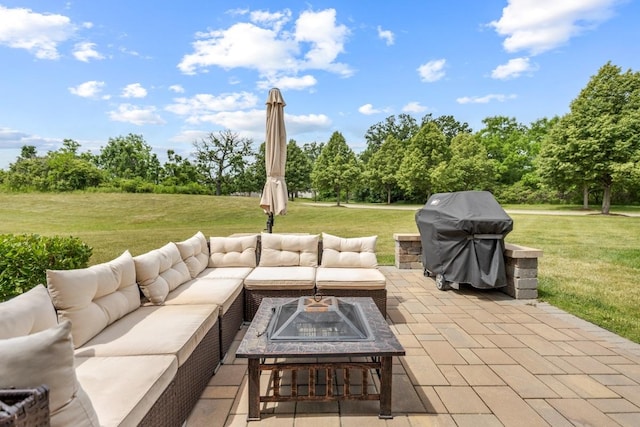 956 Tuscany Trl, Hampshire, IL 60140 - view of patio / terrace with area for grilling and an outdoor living space with a fire pit