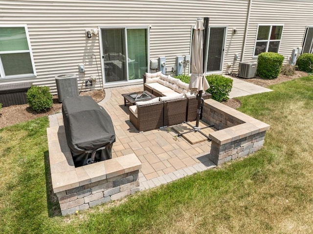 956 Tuscany Trl, Hampshire, IL 60140 - view of patio / terrace with an outdoor living space with a fire pit