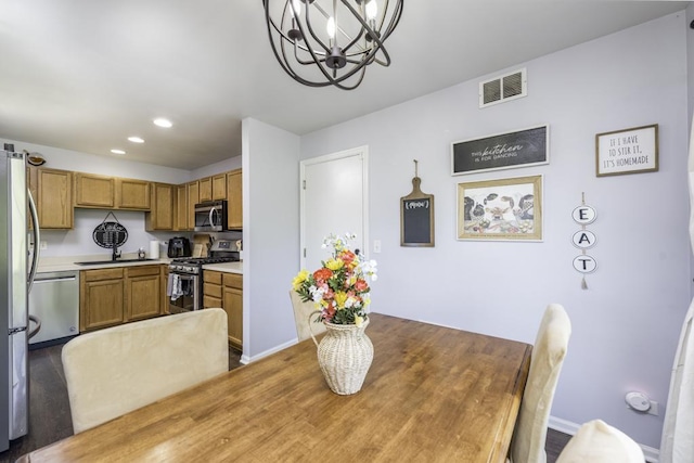 39709 N Warren Ln, Beach Park, IL 60083 - dining space featuring a chandelier and recessed lighting