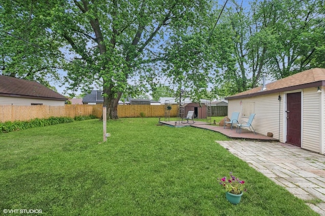 8937 Fairlane Dr, Bridgeview, IL 60455 - fenced backyard featuring a shed and a wooden deck
