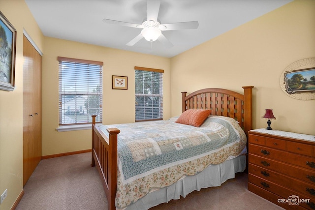 3402 Hoffman St, Plano, IL 60545 - carpeted bedroom with multiple windows and ceiling fan