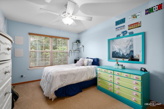 3402 Hoffman St, Plano, IL 60545 - bedroom with light carpet and a ceiling fan