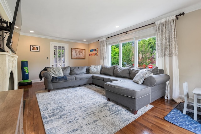 1155 E Walnut Ave, Des Plaines, IL 60016 - living area featuring plenty of natural light, hardwood / wood-style flooring, crown molding, and recessed lighting