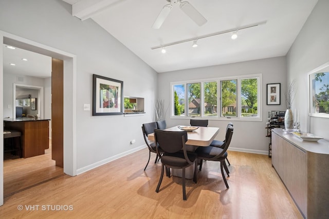 1037 Arbor Ln, Glenview, IL 60025 - dining space featuring rail lighting, light wood-type flooring, and ceiling fan