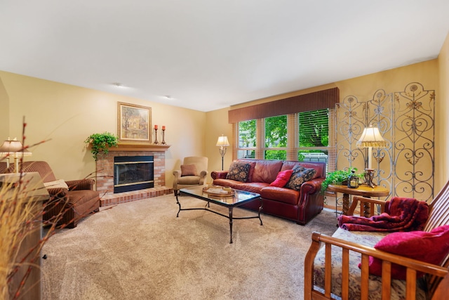12 White Oak Ct, Algonquin, IL 60102 - living room featuring carpet and a fireplace
