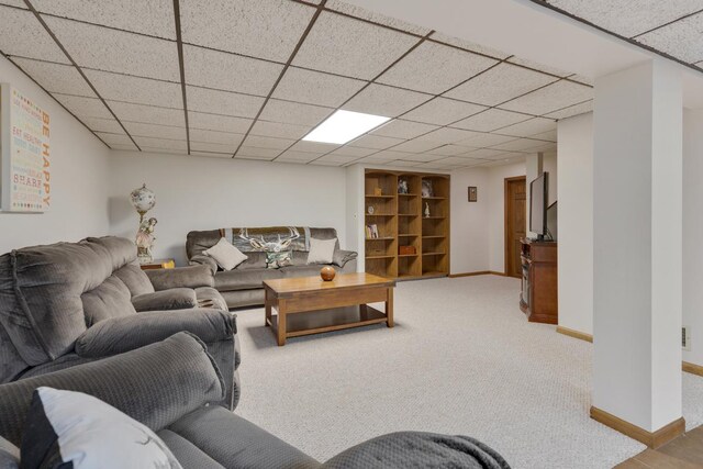 21326 N Elder Ct, Kildeer, IL 60047 - carpeted living room with baseboards and a drop ceiling