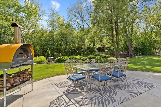 21326 N Elder Ct, Kildeer, IL 60047 - view of patio / terrace with outdoor dining space, a grill, and view of scattered trees