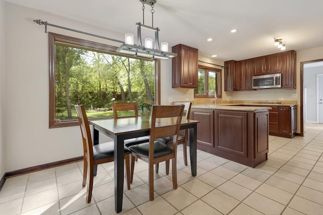 21326 N Elder Ct, Kildeer, IL 60047 - dining area featuring recessed lighting, light tile patterned floors, and a chandelier