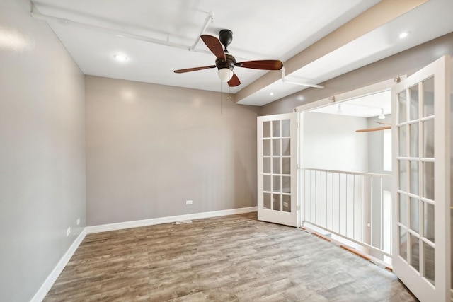 70 E 18th St Unit 4E, Chicago, IL 60616 - unfurnished room with ceiling fan, wood finished floors, french doors, and recessed lighting