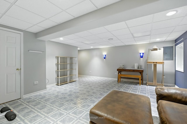 8422 Stratford Dr Unit 8422, Tinley Park, IL 60487 - living area featuring a drop ceiling, electric panel, and recessed lighting