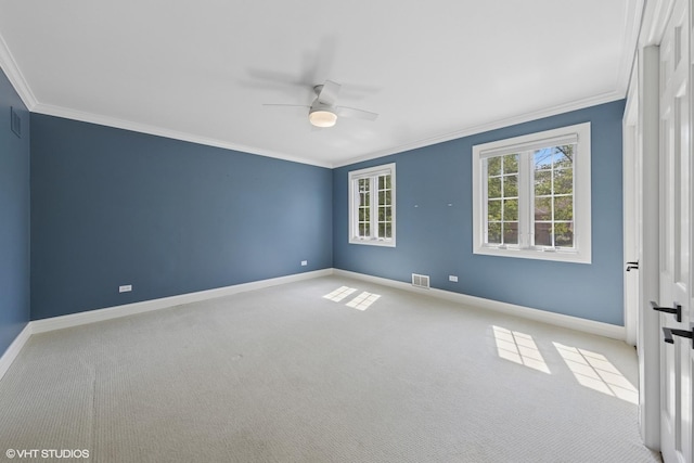 301 E 59th St, Hinsdale, IL 60521 - carpeted spare room with ornamental molding and a ceiling fan