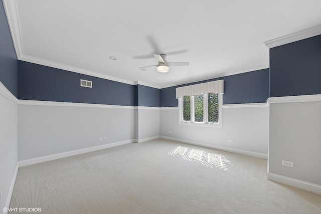 301 E 59th St, Hinsdale, IL 60521 - carpeted empty room featuring a ceiling fan and ornamental molding