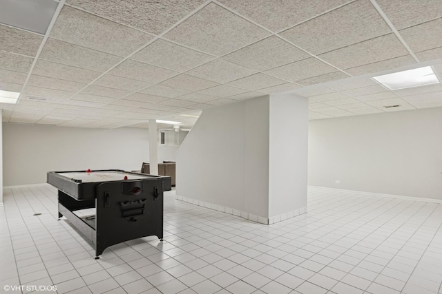 301 E 59th St, Hinsdale, IL 60521 - recreation room with a drop ceiling and light tile patterned floors