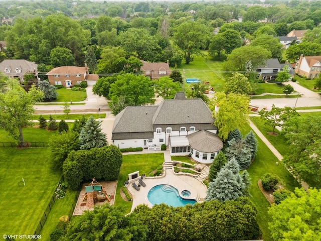 301 E 59th St, Hinsdale, IL 60521 - aerial view of residential area with a pool