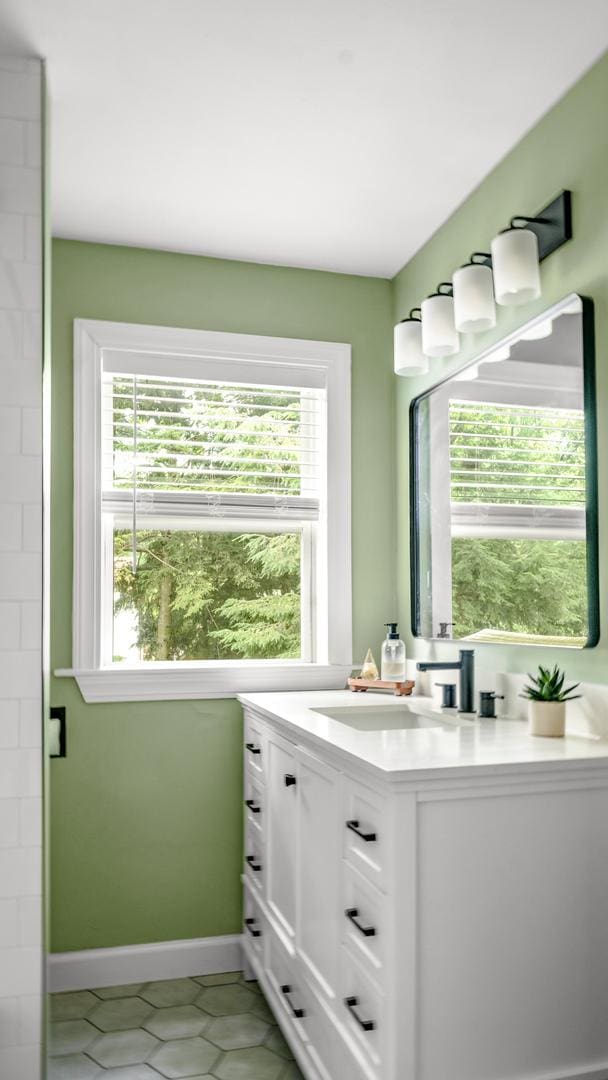 805 S Anderson St, Urbana, IL 61801 - bathroom with vanity and tile patterned flooring