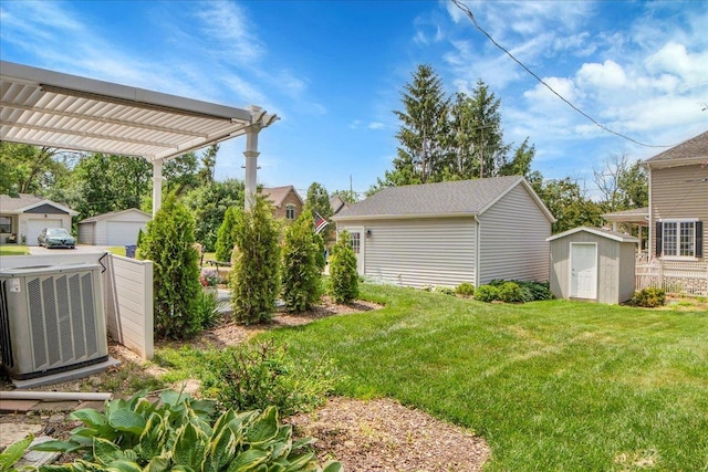3976 Western Ave, Western Springs, IL 60558 - view of green lawn featuring a storage shed and a pergola