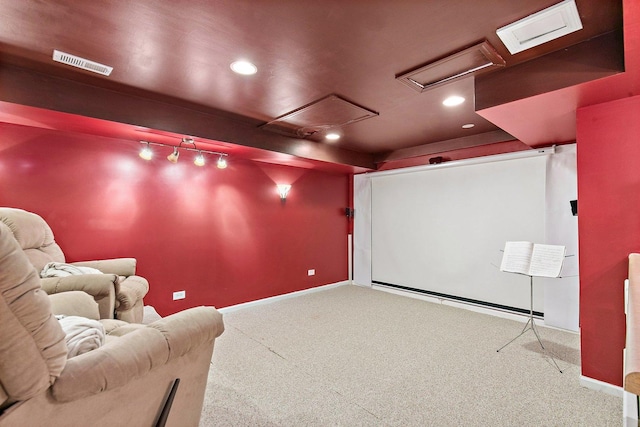 1531 Cumberland Pkwy, Algonquin, IL 60102 - carpeted home theater featuring baseboards and recessed lighting