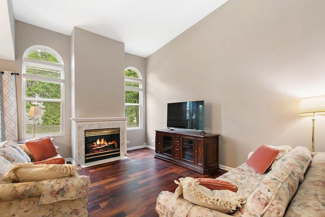 1531 Cumberland Pkwy, Algonquin, IL 60102 - living room with wood finished floors, a fireplace, healthy amount of natural light, and high vaulted ceiling