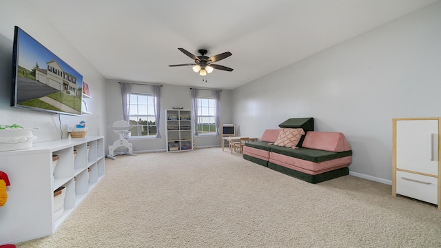 1420 Kennedy Dr, Kirkland, IL 60146 - living area featuring carpet flooring and a ceiling fan