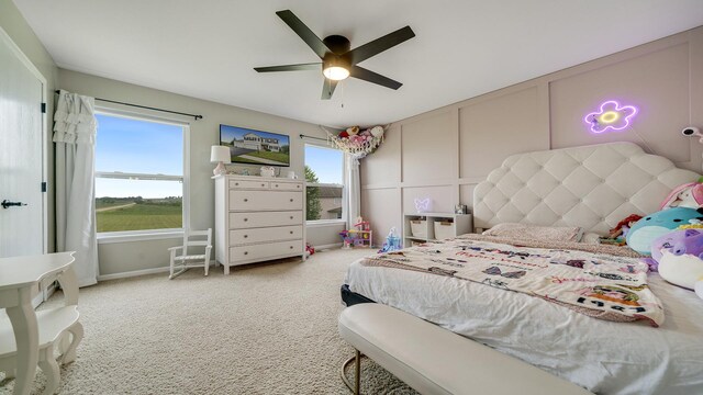 1420 Kennedy Dr, Kirkland, IL 60146 - bedroom with light carpet and a ceiling fan