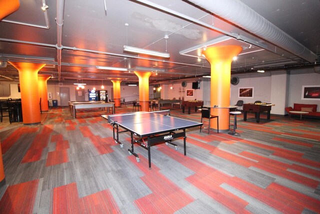 565 W Quincy St Unit 912, Chicago, IL 60661 - playroom with decorative columns, billiards, and carpet flooring