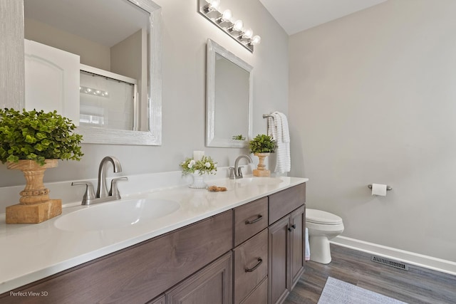 25313 W Rock Dr, Plainfield, IL 60586 - full bath featuring double vanity, wood finished floors, and a shower