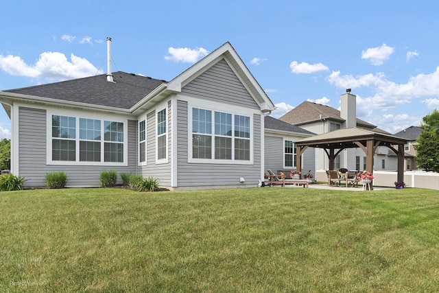 25313 W Rock Dr, Plainfield, IL 60586 - rear view of property with a gazebo, a patio area, and roof with shingles