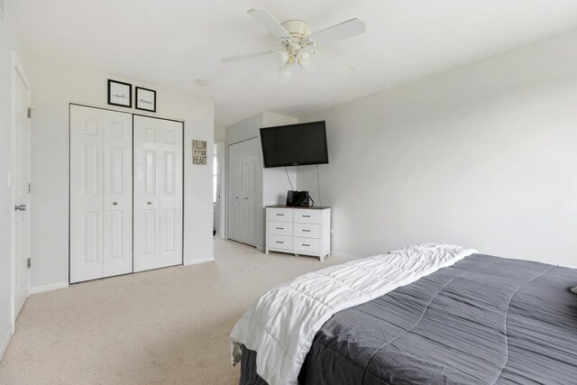 18283 Kirby Dr, Tinley Park, IL 60487 - bedroom with light carpet and ceiling fan